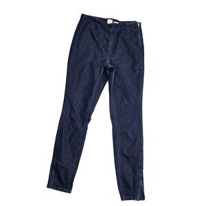 A New Day Pants Womens 6 Blue Denim Stretch Skinny Side Zip Ankle Zipper